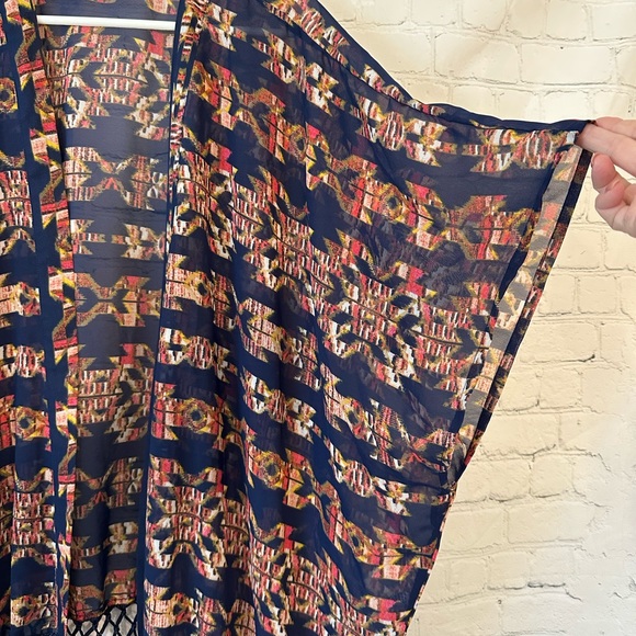 Red Camel blue kimono with fringe - Picture 4 of 9